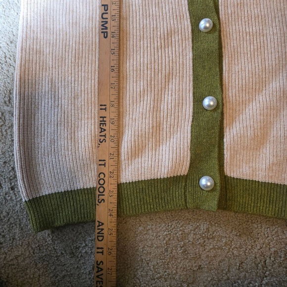 Sweet Lemon Color Block Ribbed Knit Sweater Women's Size Large Pearl‎ Buttons - Picture 10 of 12
